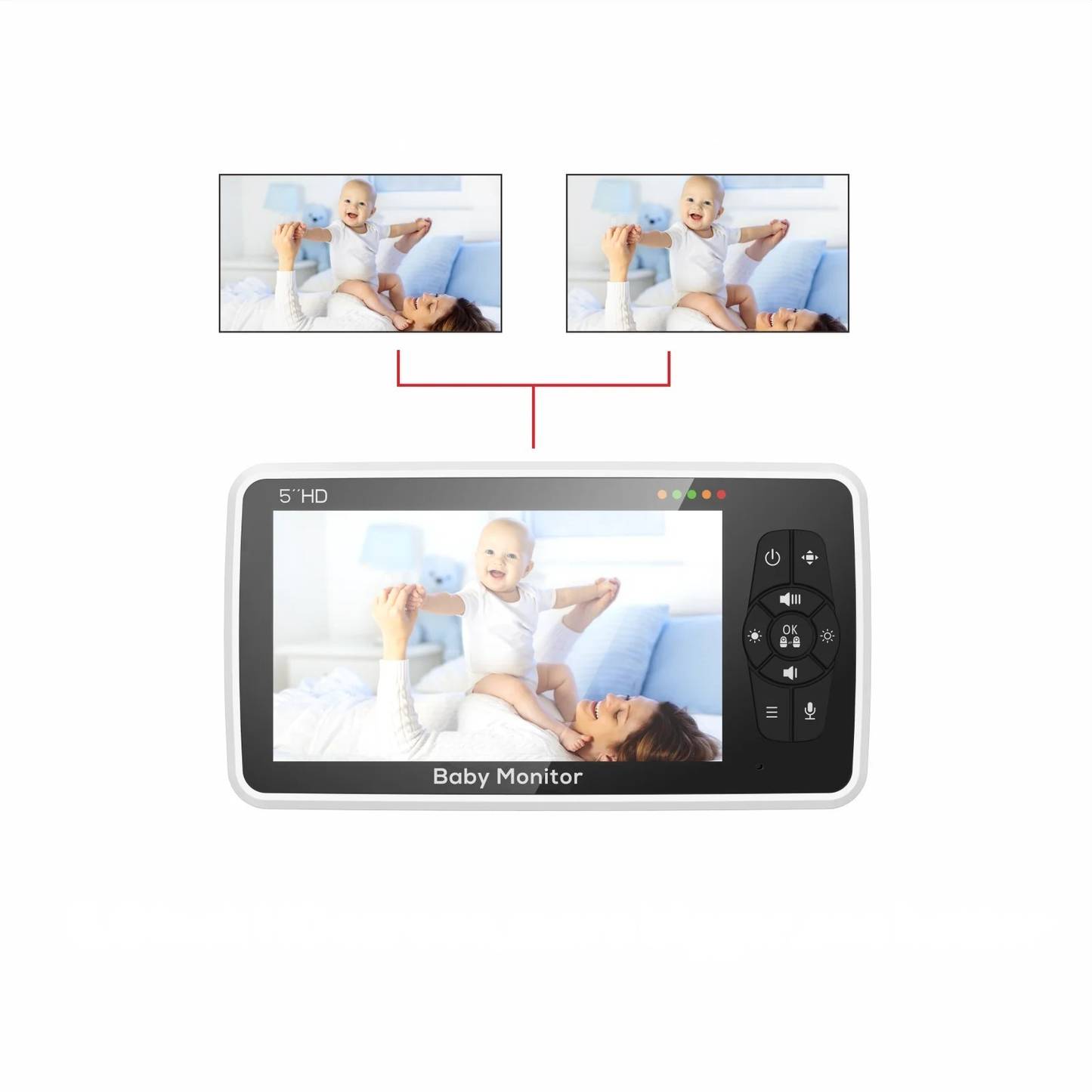 5 inch Video Baby Monitor with Two Camera,  Audio and Night Vision