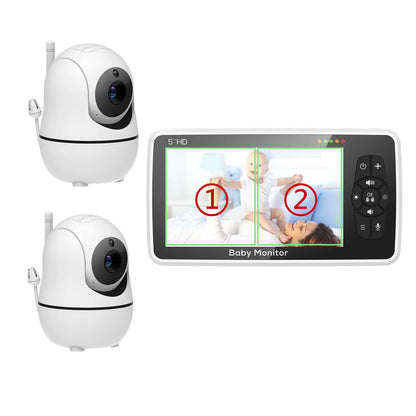 5 inch Video Baby Monitor with Two Camera,  Audio and Night Vision