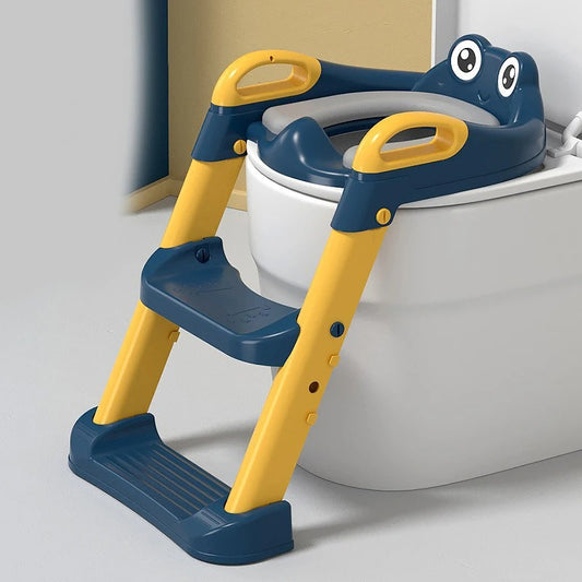 Foldable potty ladder with stable ergonomic steps